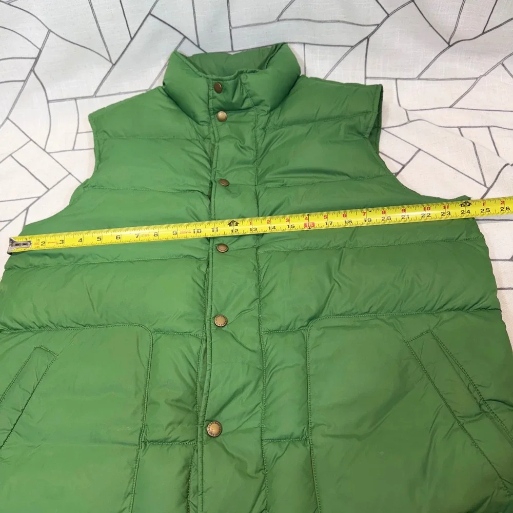 Lands' End Puffer Vest L Green Quilted Snap Front Sleeveless‎ Jacket Outerwear